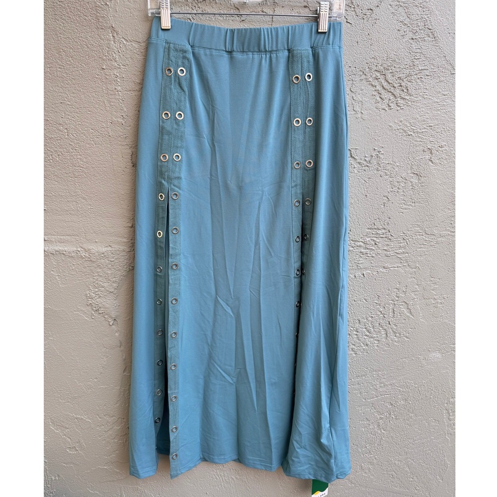 Halara NEW Womens Teal Grommet Double Slit Skirt MEDIUM Streetwear Athleisure